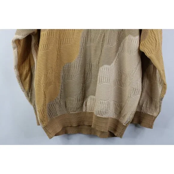 Vtg 90s Coogi Style Mens Large Ed Bassmaster Knit Crewneck Sweater Earth Tone